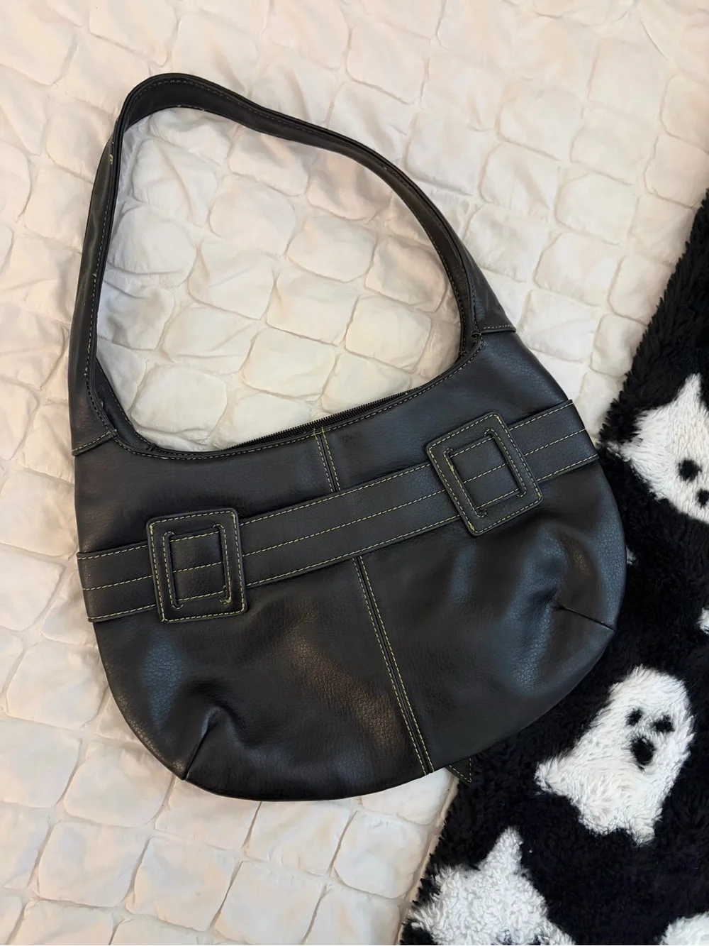 Y2K Vintage Black Buckle Tie Knot Hobo Shoulder Bag - Unbranded